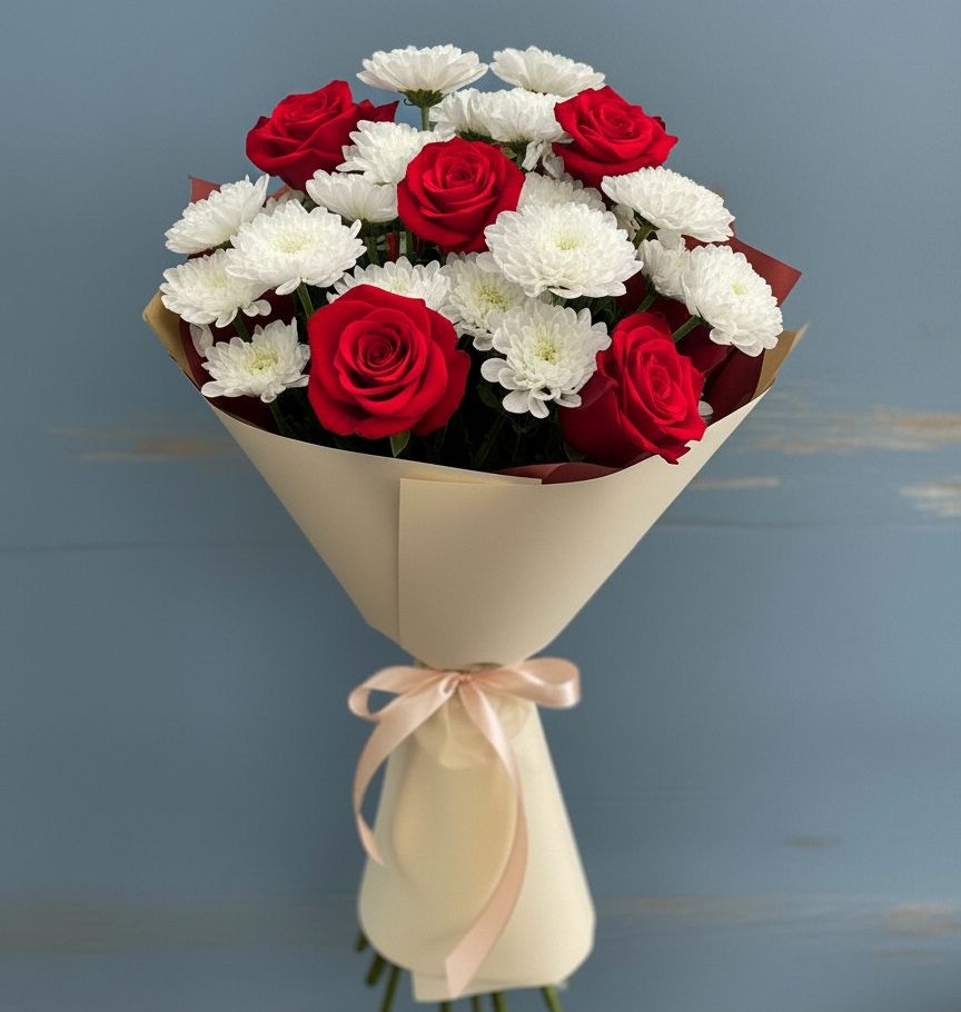 Букет цветов из: Розы и Хризантемы в Хасанье