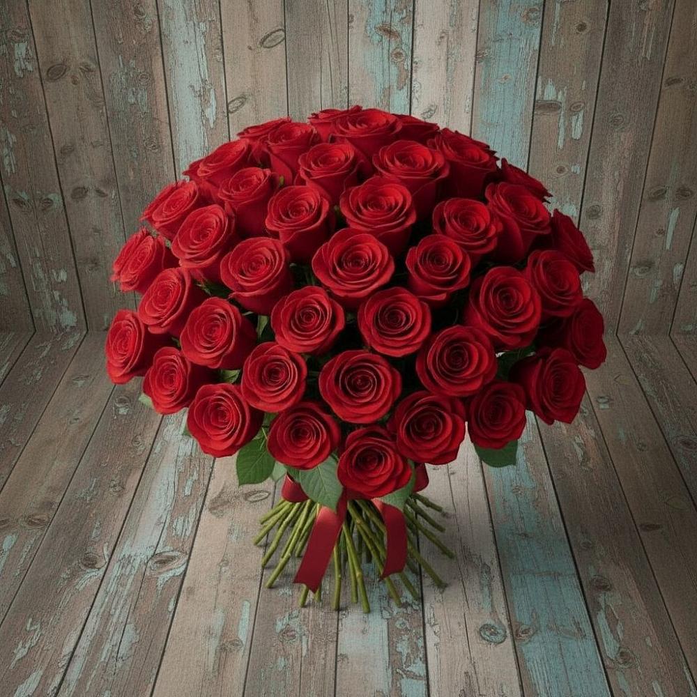 Букет 55 Красных роз Фридом в Хасанье