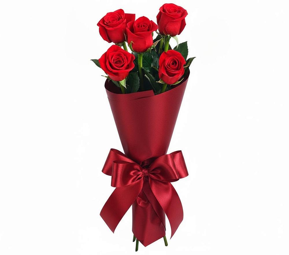 Букет 5 Красных роз Эдлесс Лав в Хасанье