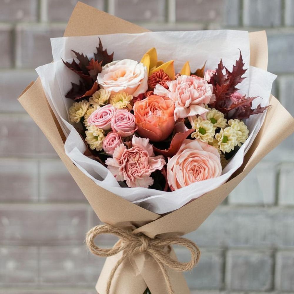 Букет цветов из: Гвоздики, Хризантемы и Розы в Хасанье