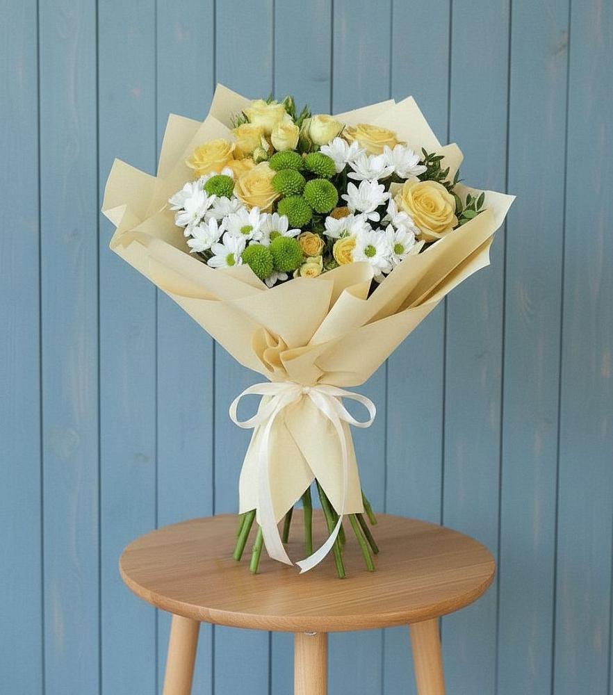 Букет цветов из: Хризантемы и Розы в Хасанье