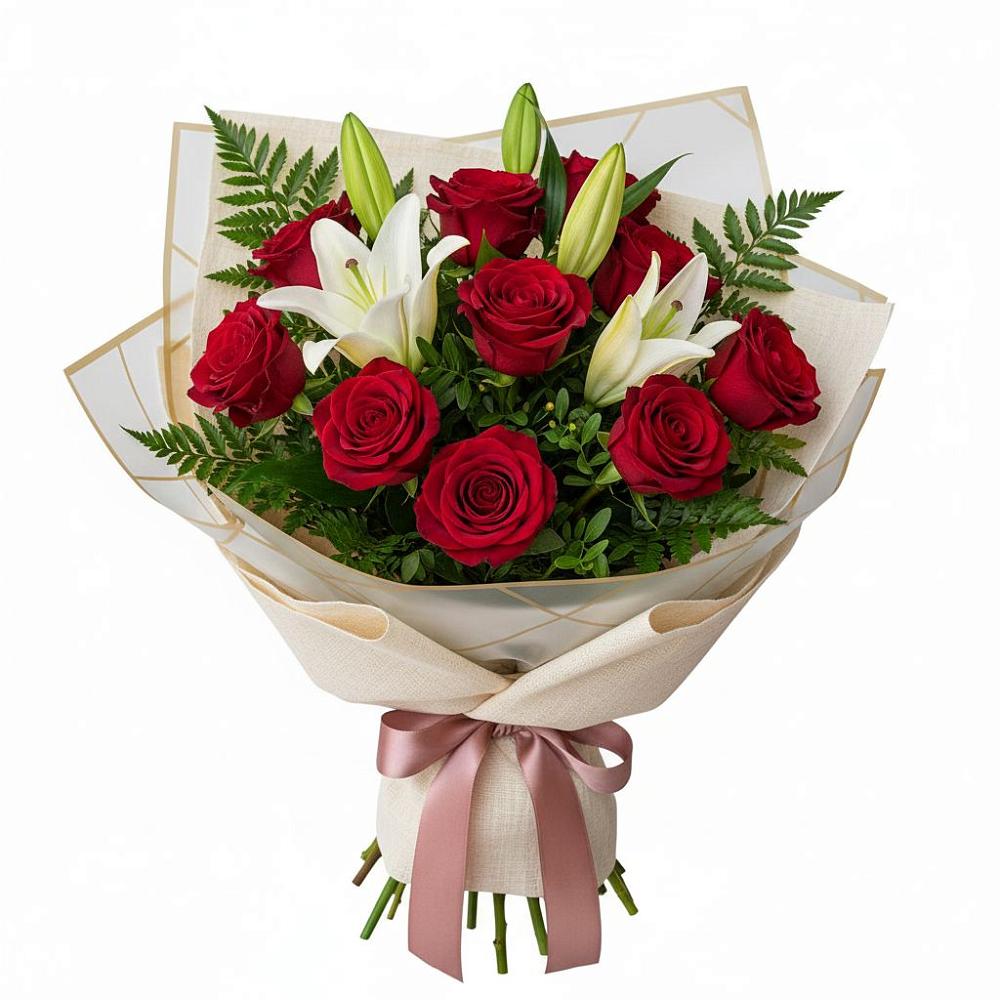 Букет цветов из: Лилии и Розы в Хасанье