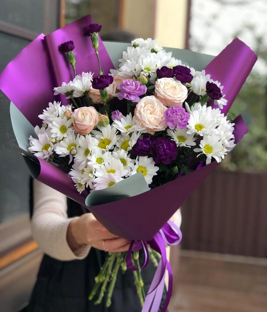 Букет цветов из: Хризантемы, Гвоздики и Розы в Хасанье