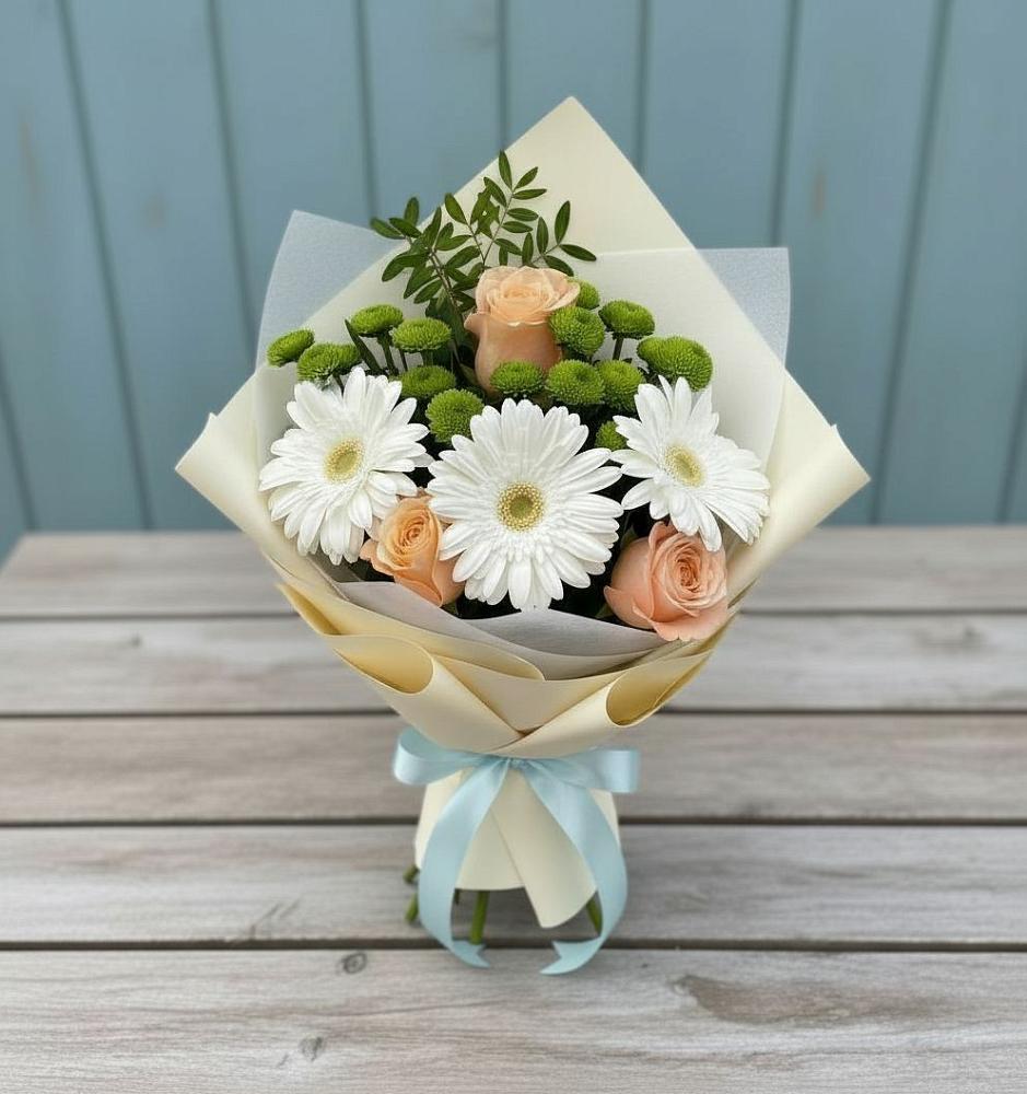 Букет цветов из: Герберы, Розы и Хризантемы в Хасанье