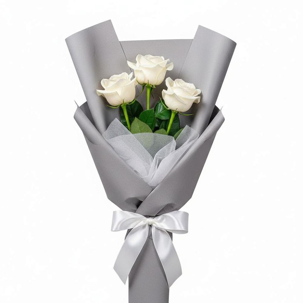 Букет 3 белые розы в Хасанье