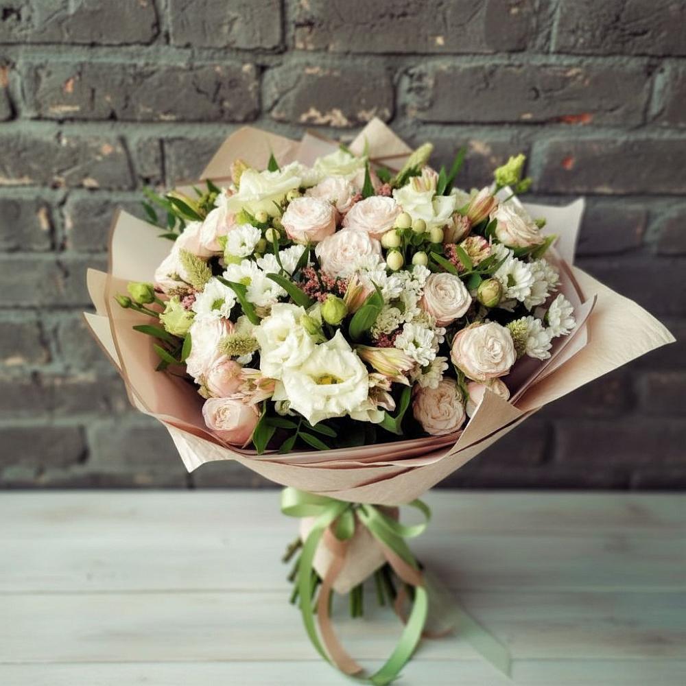 Букет цветов из: Альстромерии, Розы и Хризантемы в Хасанье