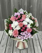 Букет цветов из:  Альстромерии, Гвоздики, Розы и Хризантемы #REPLACE_PRED# Хасанье