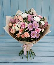 Букет цветов из:  Хризантемы, Розы и Альстромерии в Хасанье