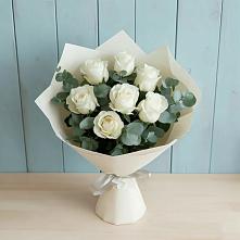 Букет Белые розы в Эвкалипте #REPLACE_PRED# Хасанье