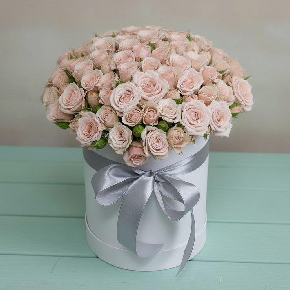 Цветочная композиция из Розы в шляпной коробке в Хасанье